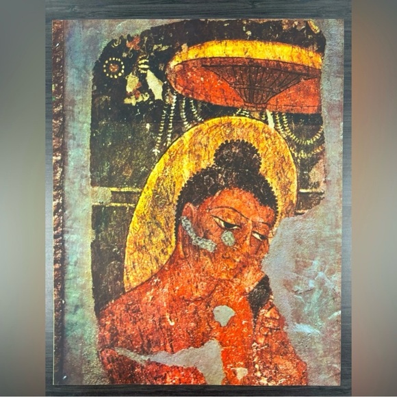 Buddha Original Antique Vintage Fine Art INDIA Print Poster Ajanta Caves Wall